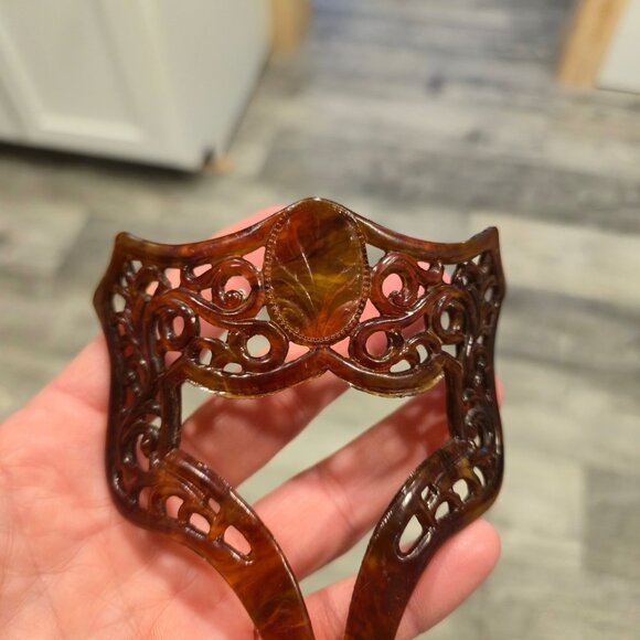 Antique Celluloid Hair Comb Faux Tortoiseshell  Victorian Revival Hair Accessory main image 6